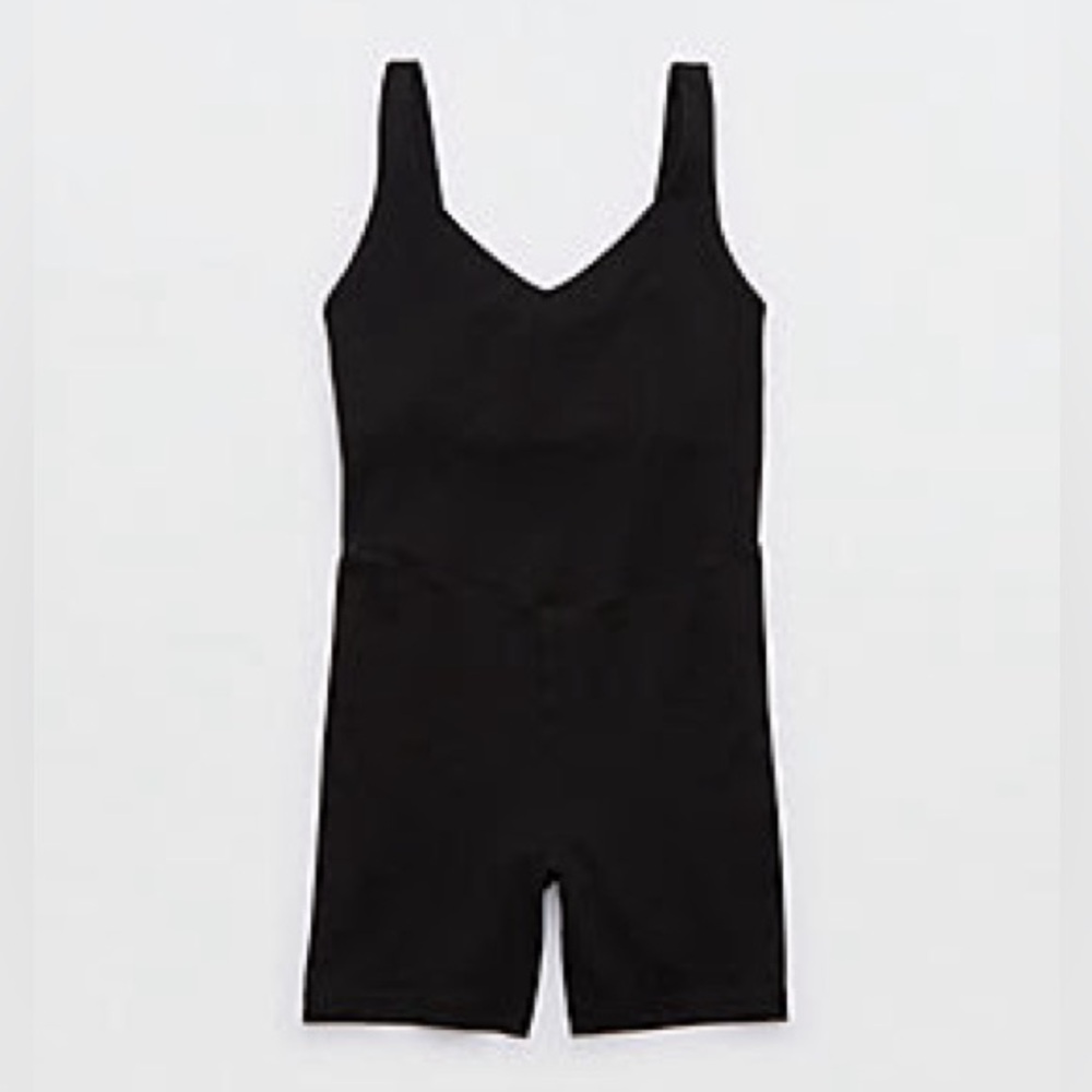 OFFLINE by aerie Real Me Low Key 5” Romper Black L